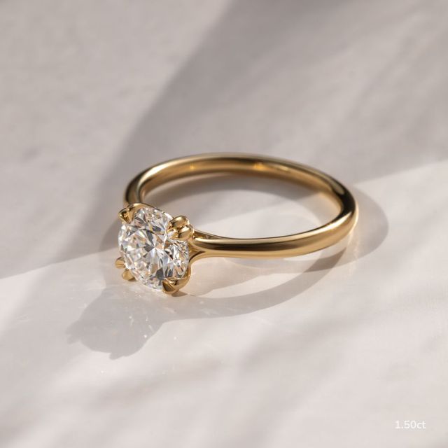 Fiara Yellow Gold Under Twisted Double Prong Solitaire Engagement Ring