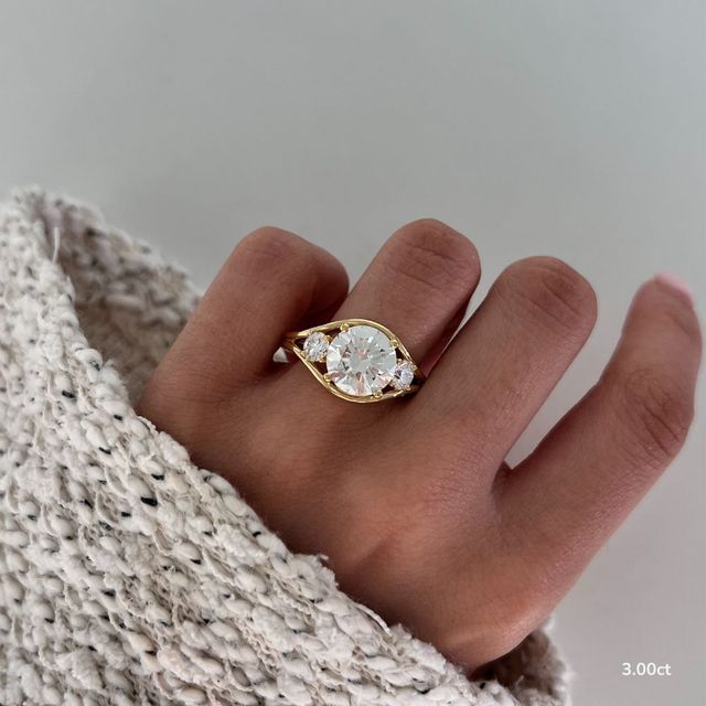 Serra Yellow Gold Semi Bezel Trilogy Engagement Ring