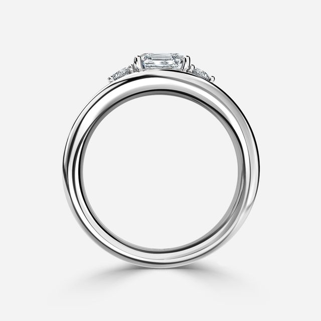 Serra White Gold Semi Bezel Trilogy Engagement Ring