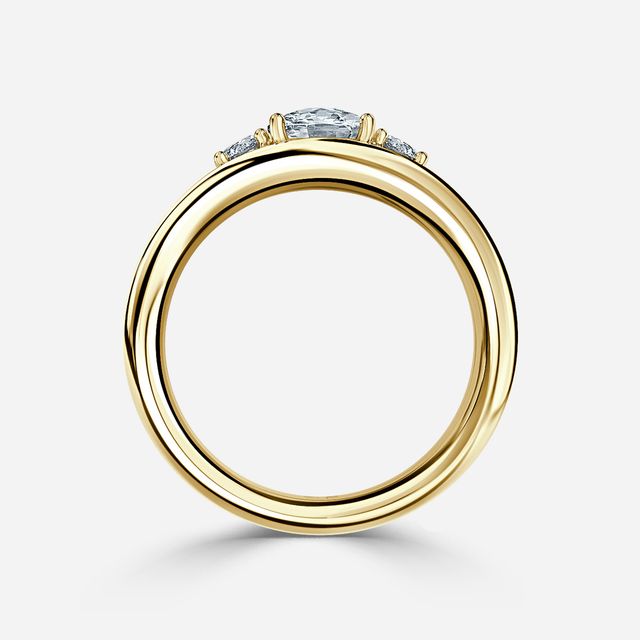 Serra Yellow Gold Semi Bezel Trilogy Engagement Ring
