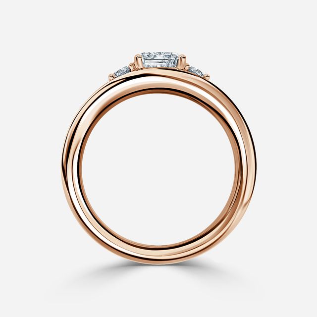 Serra Rose Gold Semi Bezel Trilogy Engagement Ring