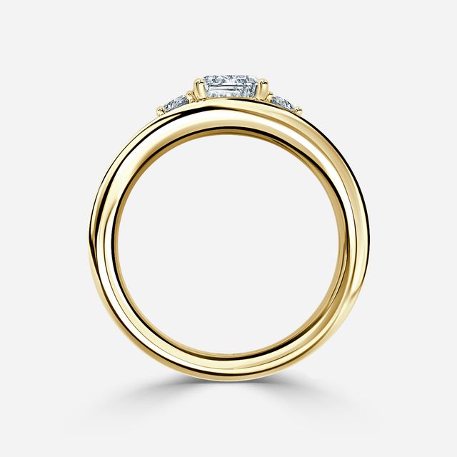 Serra Yellow Gold Semi Bezel Trilogy Engagement Ring