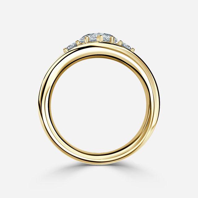Serra Yellow Gold Semi Bezel Trilogy Engagement Ring