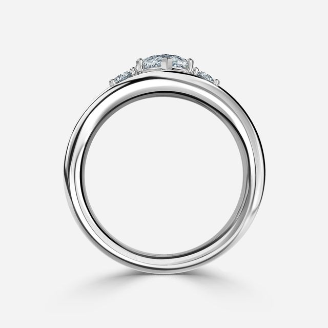 Serra White Gold Semi Bezel Trilogy Engagement Ring
