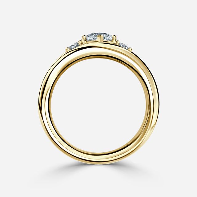 Serra Yellow Gold Semi Bezel Trilogy Engagement Ring