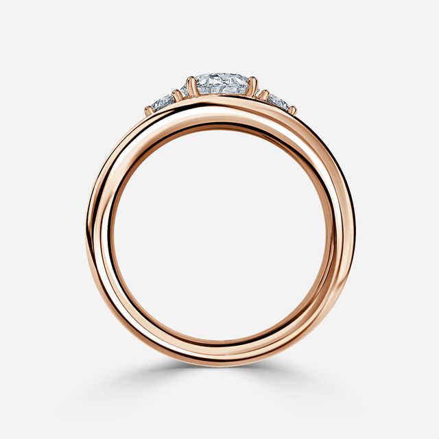 Serra Rose Gold Semi Bezel Trilogy Engagement Ring