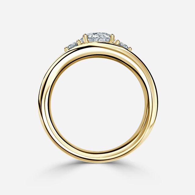 Serra Yellow Gold Semi Bezel Trilogy Engagement Ring