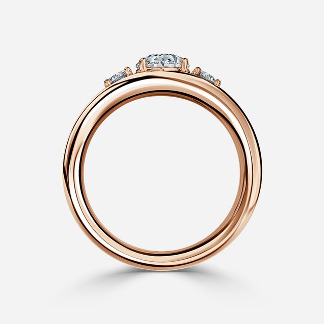 Serra Rose Gold Semi Bezel Trilogy Engagement Ring