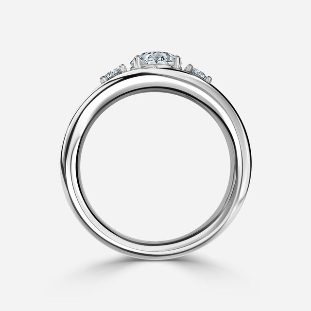 Serra Platinum Semi Bezel Trilogy Engagement Ring