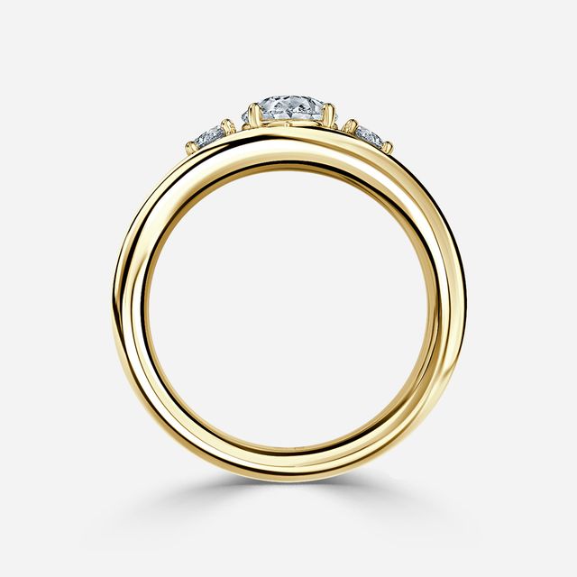 Serra Yellow Gold Semi Bezel Trilogy Engagement Ring