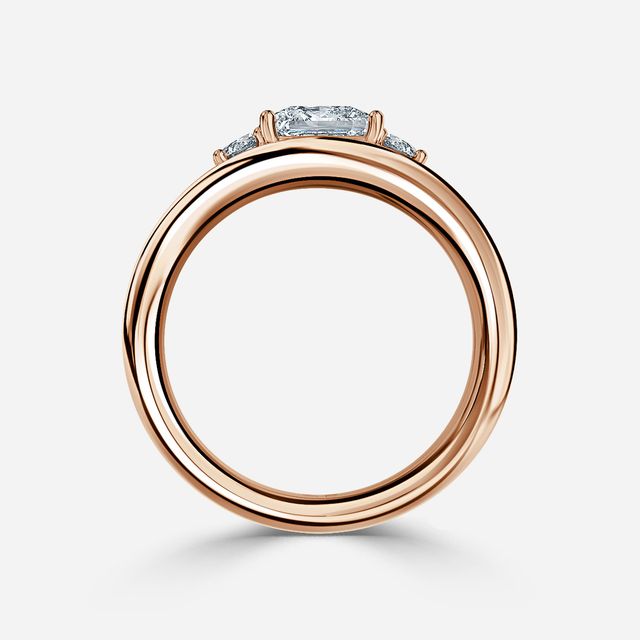 Serra Rose Gold Semi Bezel Trilogy Engagement Ring