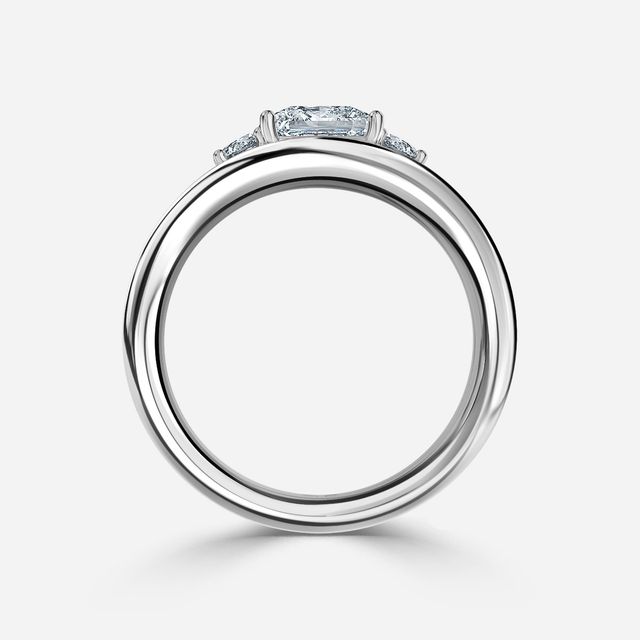 Serra White Gold Semi Bezel Trilogy Engagement Ring
