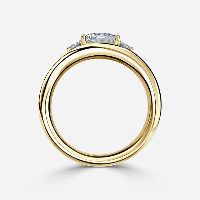 Serra Yellow Gold Semi Bezel Trilogy Engagement Ring