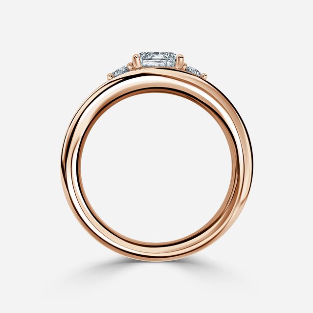 Serra Rose Gold Semi Bezel Trilogy Engagement Ring