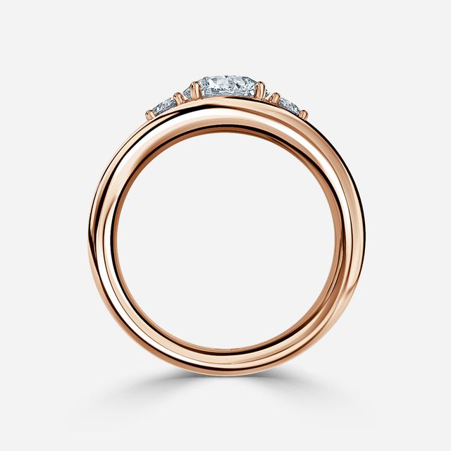 Serra Rose Gold Semi Bezel Trilogy Engagement Ring
