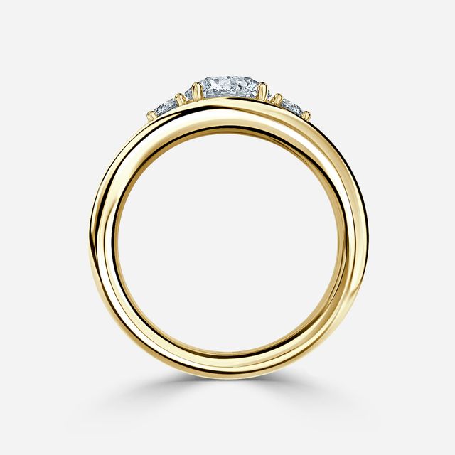 Serra Yellow Gold Semi Bezel Trilogy Engagement Ring