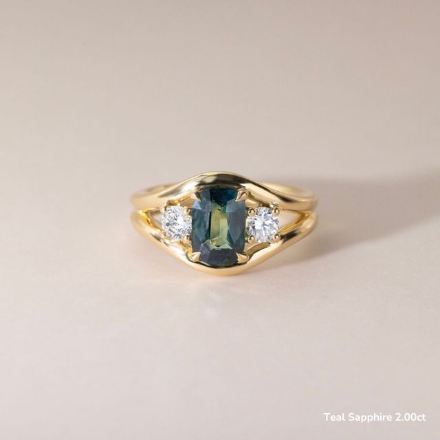 Serra Yellow Gold Semi Bezel Trilogy Engagement Ring