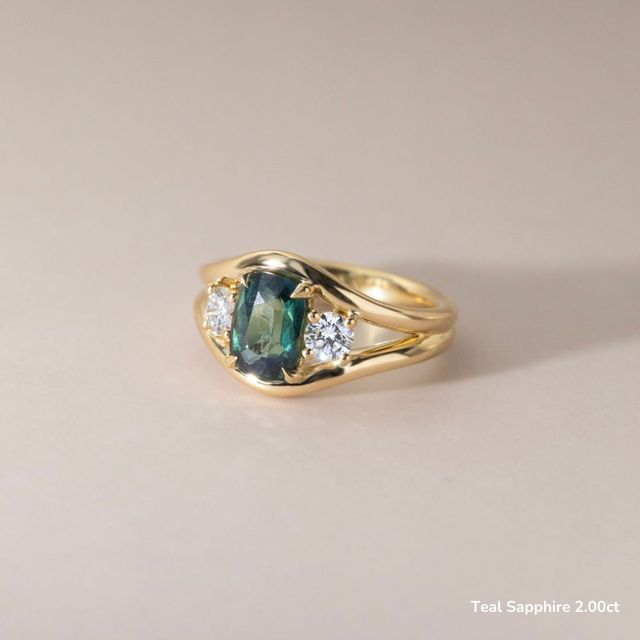 Serra Yellow Gold Semi Bezel Trilogy Engagement Ring