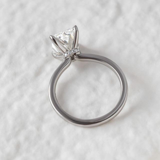 2 Carat Lab Grown Radiant Cut Diamond Hidden Halo Engagement Ring