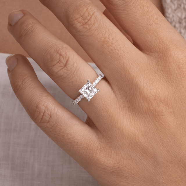 1.50ct Lab Grown Princess Platinum Diamond Band Engagement Ring - Aerin