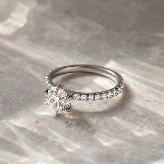 1.20ct Tara Platinum Pave Engagement Ring Round Lab Diamond