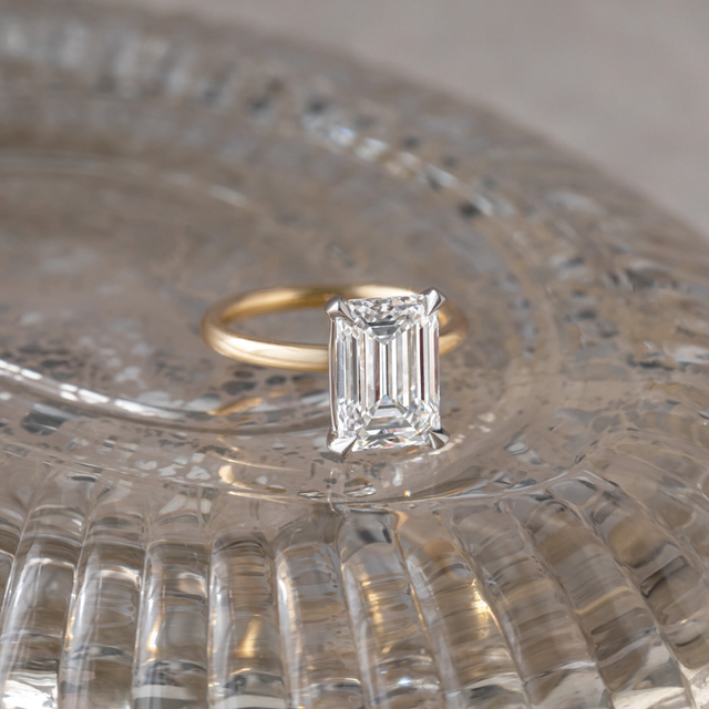 3.00ct Chelsea Yellow Gold Two Tone Engagement Ring Emerald Lab Diamond