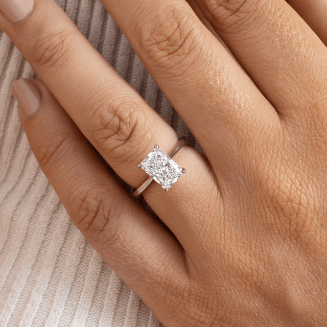 2 Carat Lab Grown Radiant Cut Diamond Hidden Halo Engagement Ring
