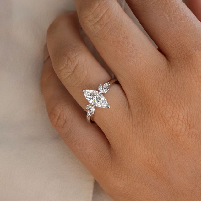 1.00ct Adriana Platinum Cluster Marquise Lab Diamond Engagement Ring