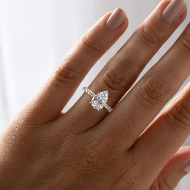 1.50ct Sadie Two Tone Pear Lab Diamond Hidden Halo Engagement Ring