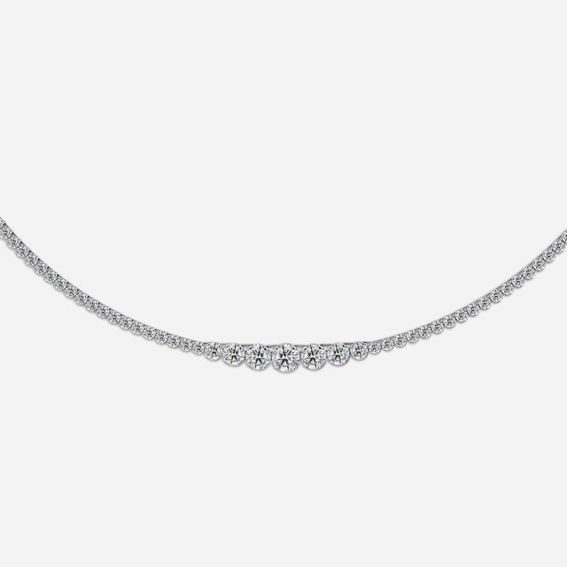 8.76 Carat Lab Grown Graduated Diamond Tennis Necklace In White Gold