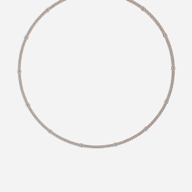 7.24 Carat Lab Grown Diamond Tennis Necklace In Rose Gold