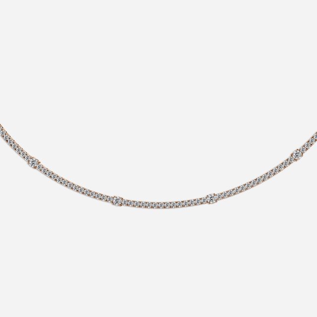 7.24 Carat Lab Grown Diamond Tennis Necklace In Rose Gold