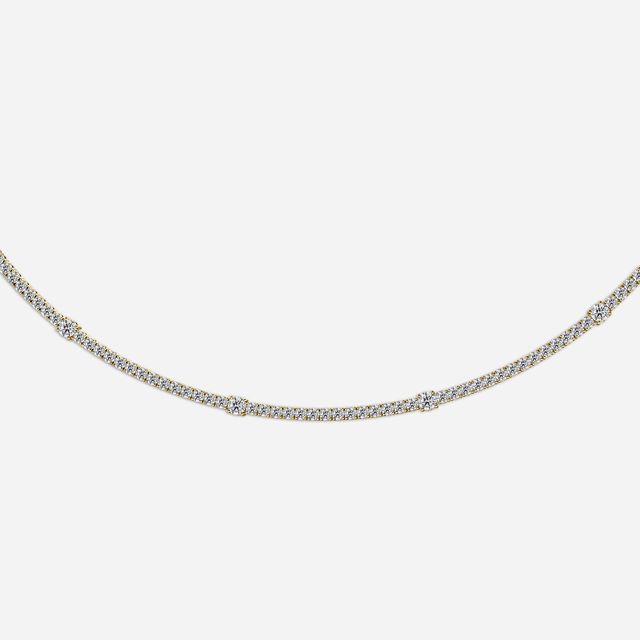 7.24 Carat Lab Grown Diamond Tennis Necklaces In Yellow Gold