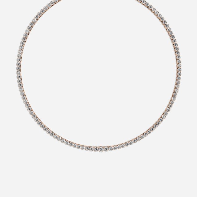 19.59 Carat Lab Grown Graduated Diamond Tennis Necklace In Rose Gold