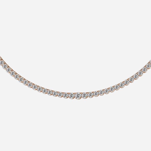 19.59 Carat Lab Grown Graduated Diamond Tennis Necklace In Rose Gold