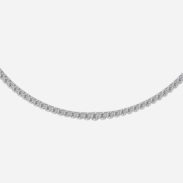 19.59 Carat Lab Grown Graduated Diamond Tennis Necklace In White Gold