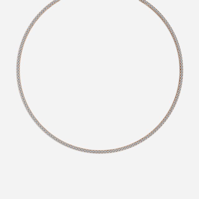 10.33 Carat Lab Grown Diamond Tennis Necklace In Rose Gold