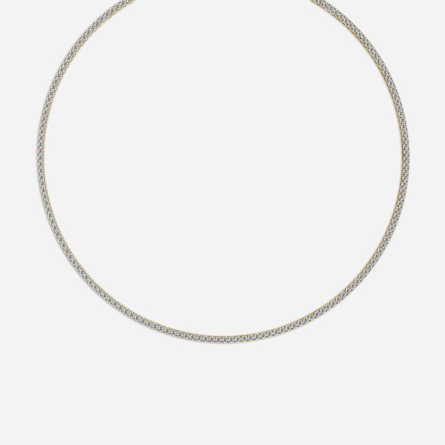 10.33 Carat Lab Grown Diamond Tennis Necklace In Yellow Gold