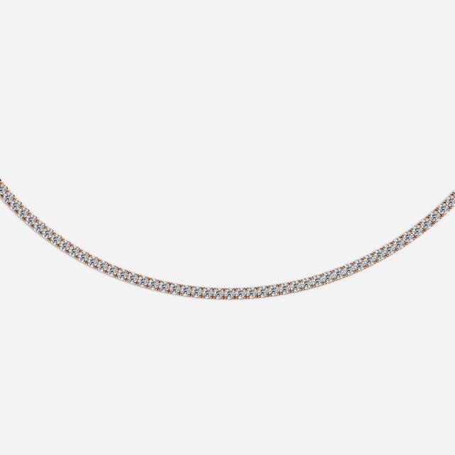 10.33 Carat Lab Grown Diamond Tennis Necklace In Rose Gold
