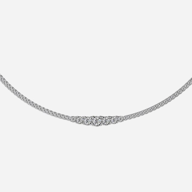 4.86 Carat Lab Grown Graduated Diamond Tennis Necklaces In White Gold