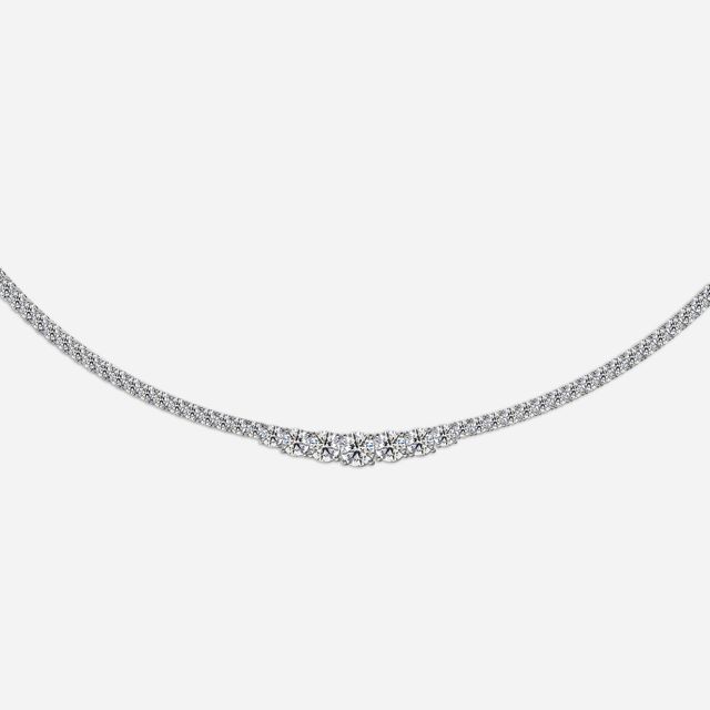 10.19 Carat Lab Grown Graduated Diamond Tennis Necklaces In White Gold
