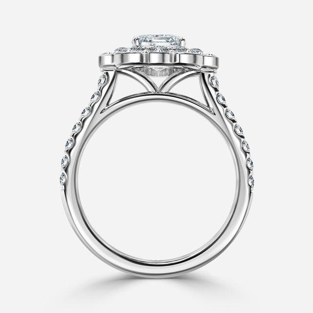 Jaina White Gold Double Halo Flower Engagement Ring