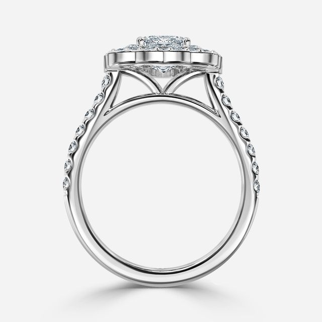 Jaina White Gold Double Halo Flower Engagement Ring