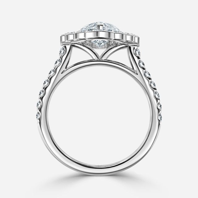 Jaina White Gold Double Halo Flower Engagement Ring