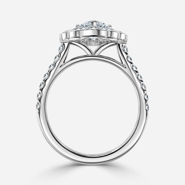 Jaina White Gold Double Halo Flower Engagement Ring