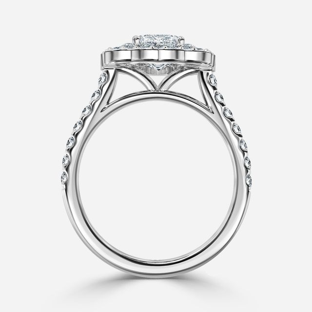 Jaina White Gold Double Halo Flower Engagement Ring