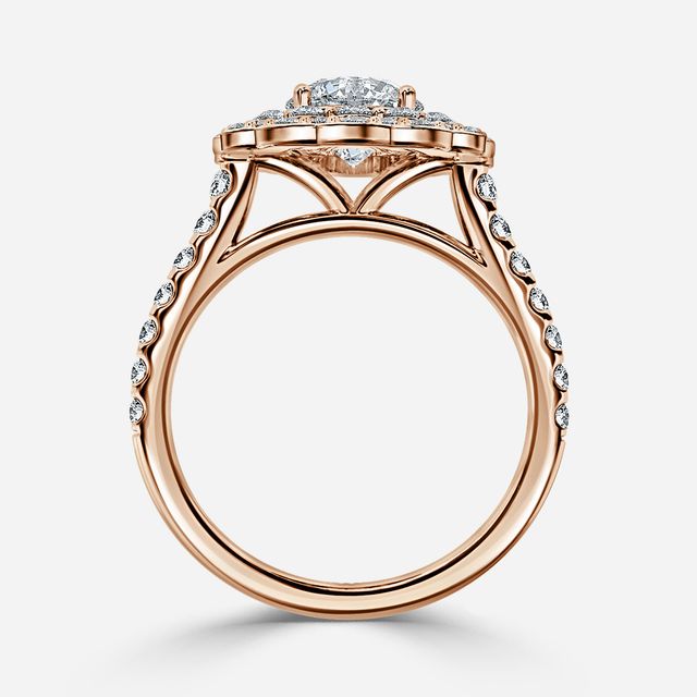 Jaina Rose Gold Double Halo Flower Engagement Ring