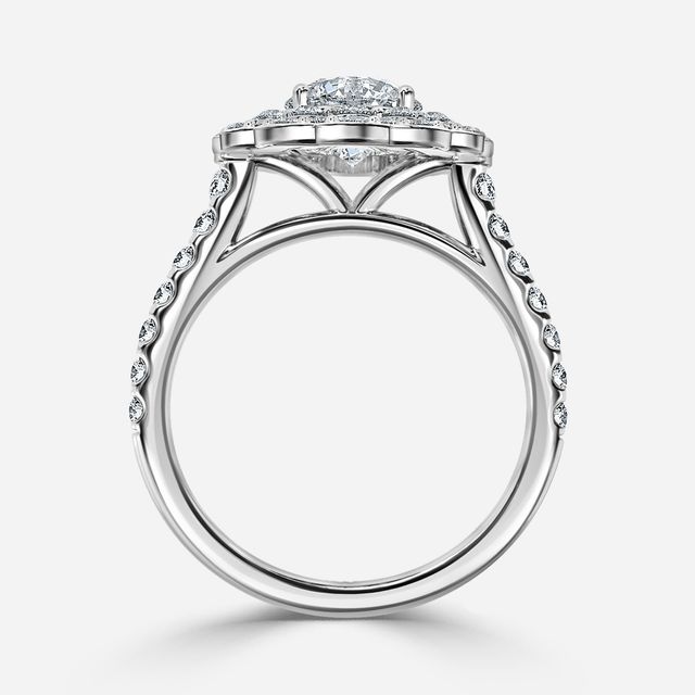 Jaina Platinum Double Halo Flower Engagement Ring