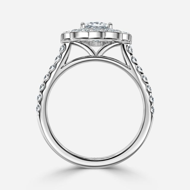 Jaina White Gold Double Halo Flower Engagement Ring