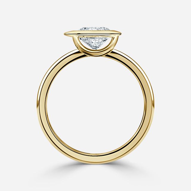 Qui Yellow Gold U-Shaped Bezel Set Engagement Ring